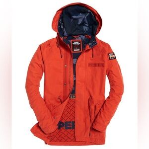 Superdry Aviator Rookie Parka Jacket Men’s SZ Large Orange Military Grade RARE